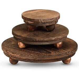 (3 Pcs) 8/6/4 Inch Wooden Risers for Display Wood Pedestal Stand Mini